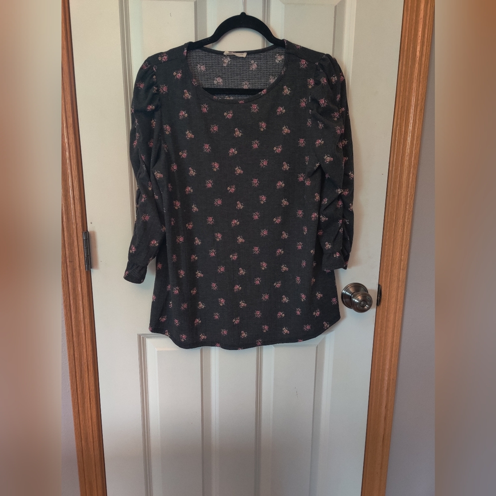 Floral Black Top